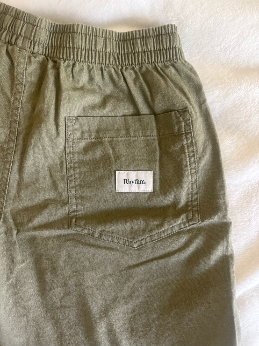 Rhythm Olive Green Casual Shorts with Patch Logo - Picture 3 of 7